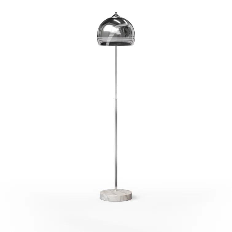 Wrought Studio™ Modern 67" Arc Floor Lamp with Curved Metal Shade, Weighted Marble Base & Foot Switch for Living Room or Bedroom