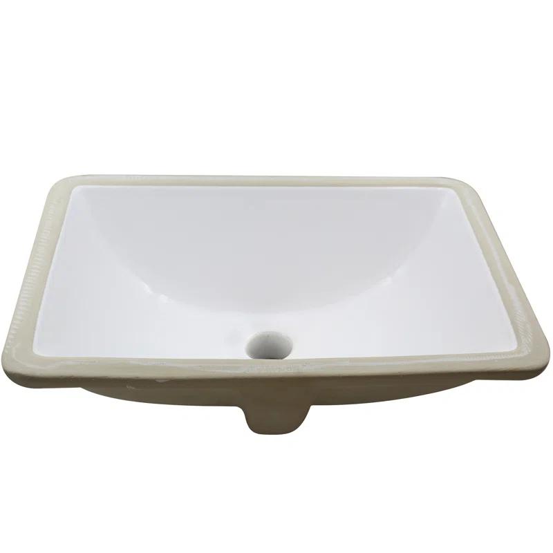 Novatto NP-U193902 Novatto 18.25'' White Porcelain Rectangular Bathroom Sink with Overflow