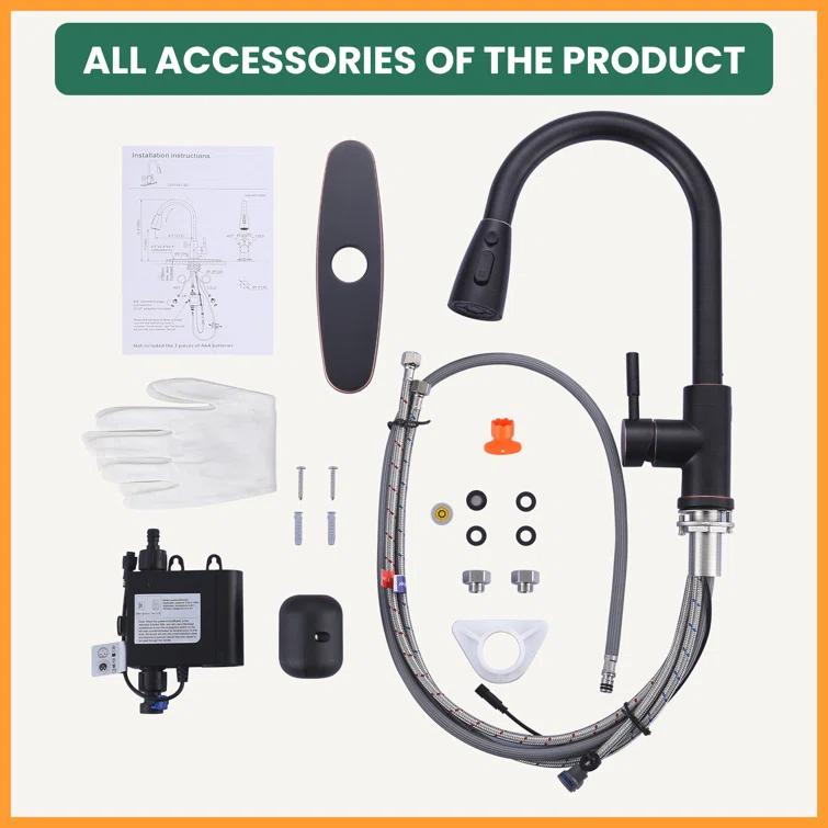 ARCORA ARCORA Stainless Steel  Single Handle Pull-Down Sprayer Kitchen Faucet Set with Touchless Sensor AR7100301RB-DC