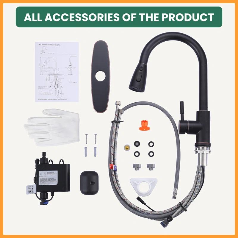 ARCORA ARCORA Stainless Steel  Single Handle Pull-Down Sprayer Kitchen Faucet Set with Touchless Sensor AR7100301RB-DC