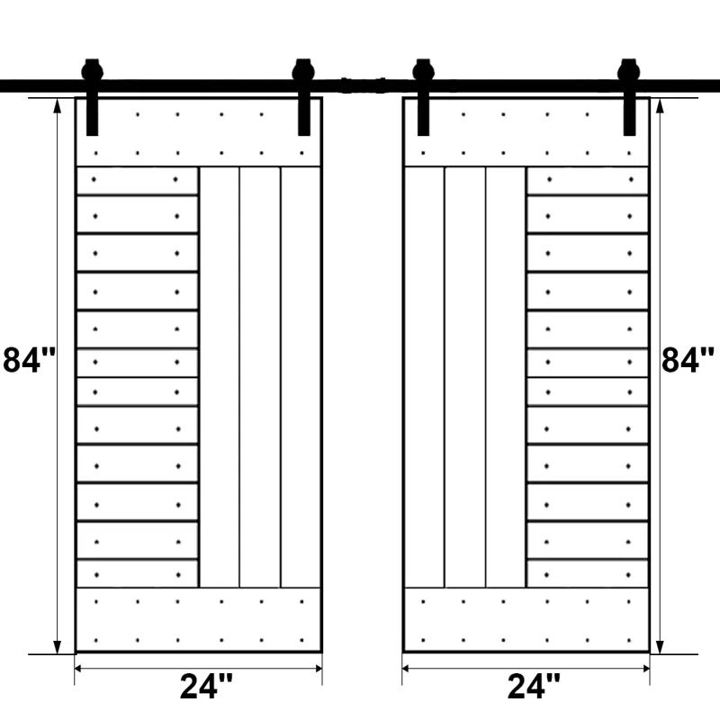 Calhome 84'' Solid Wood Paneled Painted with Installation Hardware Kit Barn Door