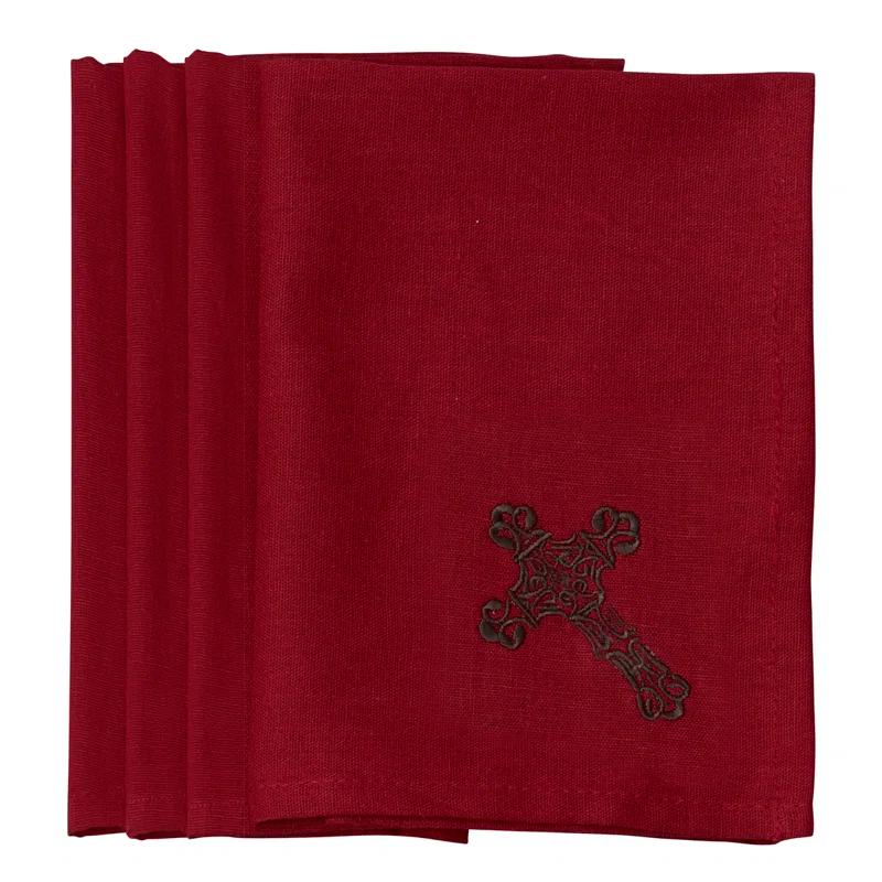 Paseo Road by HiEnd Accents Western Cross Embroidered Square Napkin (Set of 4)