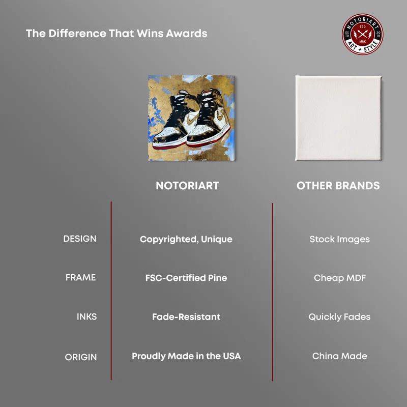 Notori Art Golden Sky Sneakers Modern Sneaker Art Prints Wall Art by Notoriart