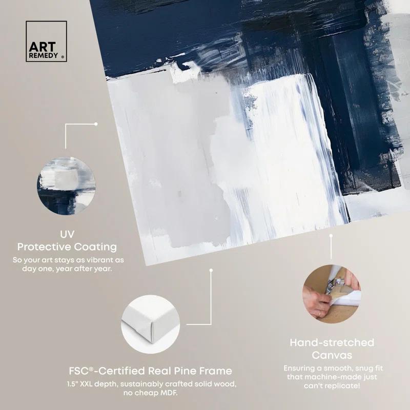 Art Remedy Tides of Indigo Canvas Neutral Abstracts by Art Remedy