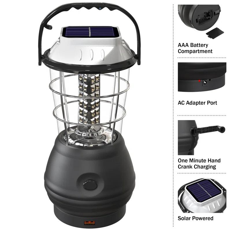 Whetstone Rechargeable Lantern or Battery-Operated LED Light for Camping - Solar Powered Lantern
