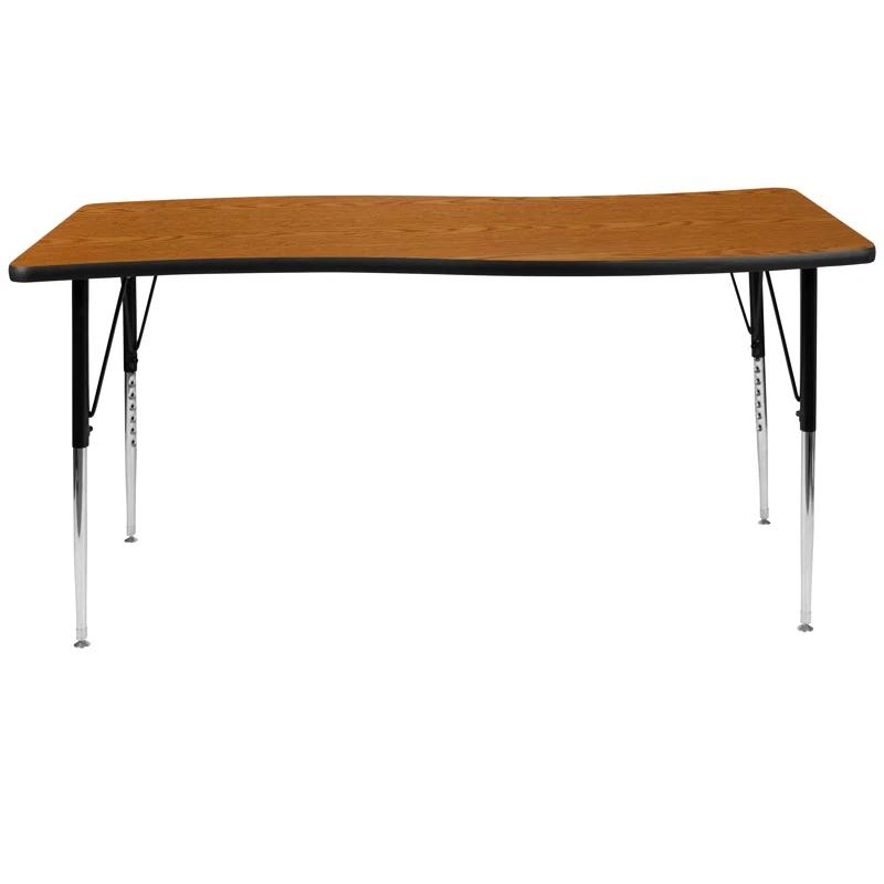 Flash Furniture Goddard 28"W x 47.5"L Rectangular Wave Collaborative Grey Adjustable Height Activity Table