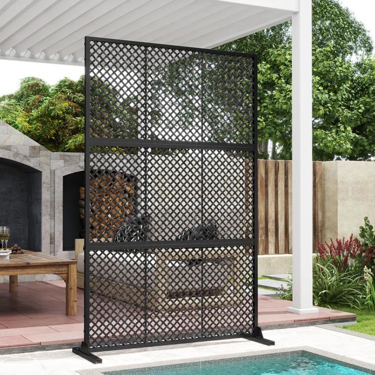 UIXE 72.05''H x 47.75''W Wicker Privacy Metal Screen Fence Panel Double Colored Screen