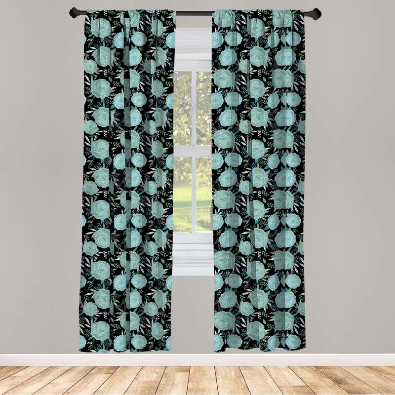 Floral Semi-Sheer Rod Pocket Sliding Panel (Set of 2)