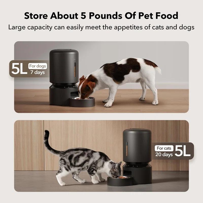 Automatic Cat Feeder, 5G Wifi Automatic Dog Feeder With Freshness Preservation, Timed Cat Feeder With Low Food Sensor, Up To 10 Meals Per Day, Granary Pet Feeder For Cats