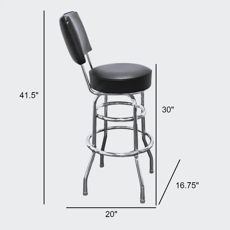 Richardson Seating Retro Home Double Ring Upholstered Swivel Bar Stool with Back