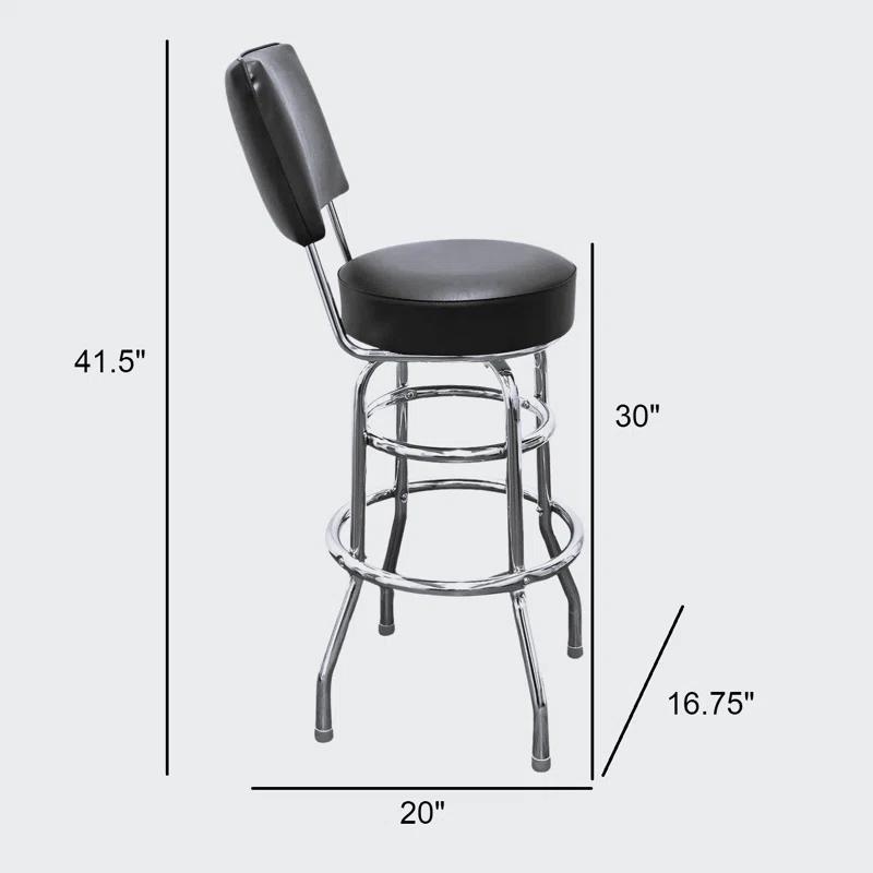 Richardson Seating Retro Home Double Ring Upholstered Swivel Bar Stool with Back