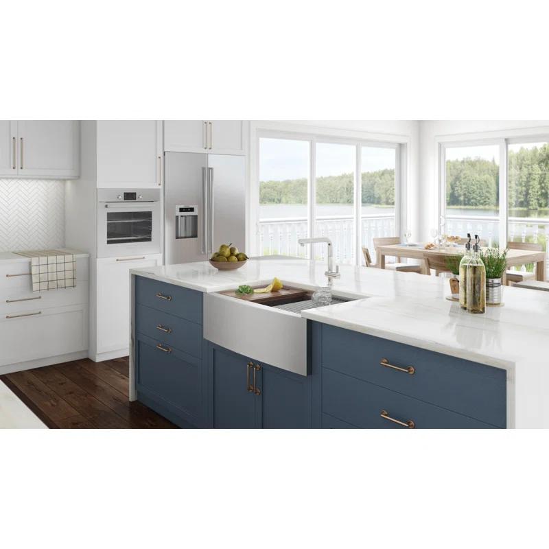 Ruvati RVH9301 Ruvati 36" Apron-front Workstation Low-Divide 50/50 Farmhouse Kitchen Sink Stainless Steel