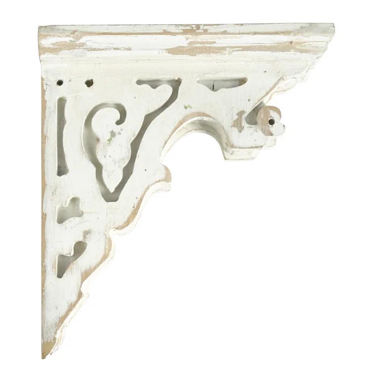 Ophelia & Co. Vintage Shabby Wood Corbels Brackets for Shelf Farmhouse Wall Decor (Set of 2)