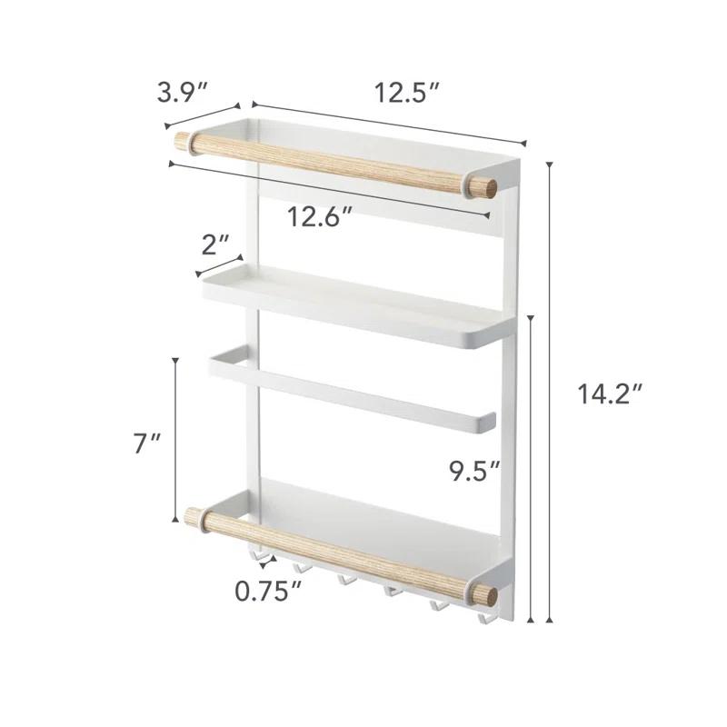 Yamazaki Tosca White Magnetic Kitchen Organization Rack