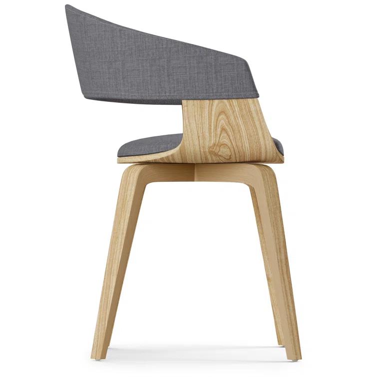 Lowell Bentwood Upholstered Dining Chair with Curved Backrest in Mid-Century Modern Style
