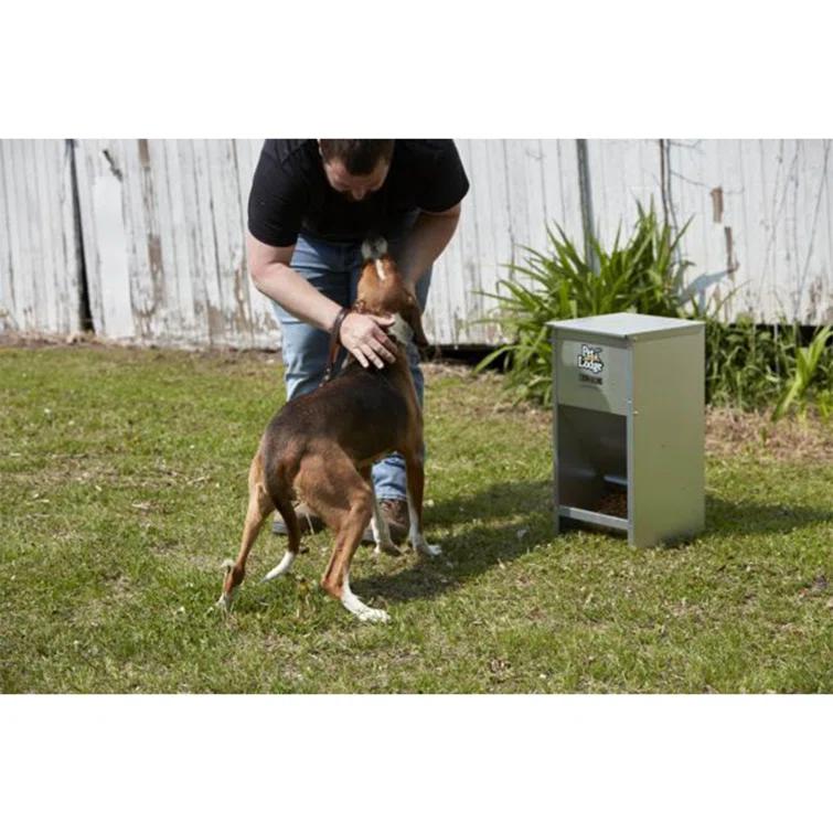 Little Giant Pet Lodge Dry Food Automatic Steel Dog Feeder Chow Hound 25 Pound Capacity