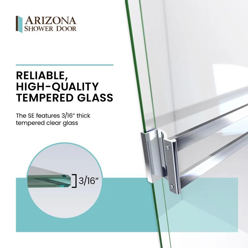 50" W x 70" H Semi-Frameless Shower Door