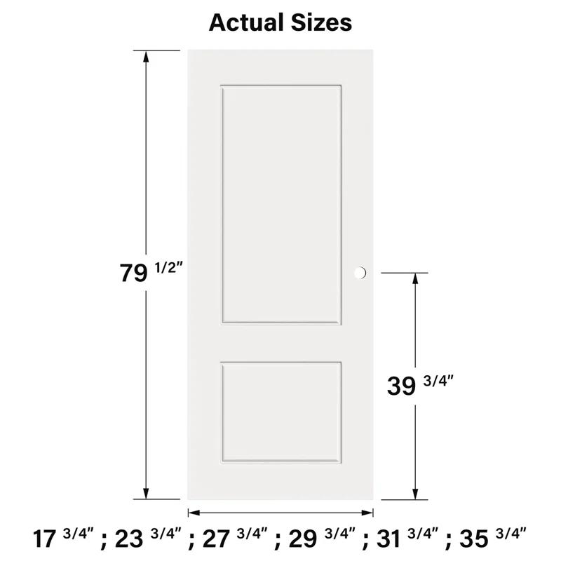 Villar Home Designs Prefinished 2-Panel Cascade White Wood Door Slab With American Standard Lock Precut