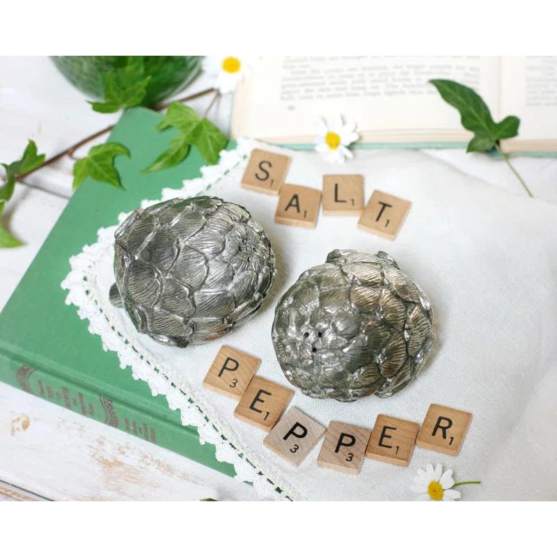 Vagabond House Farmer's Market Pewter Artichoke Salt and Pepper Shaker Set