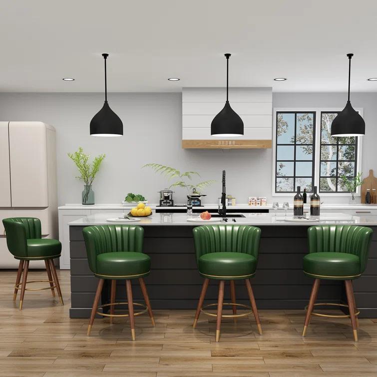 Everly Quinn Anneli Swivel 24'' Swivel Counter Height Bar Stools Counter Stools for Kitchen Island