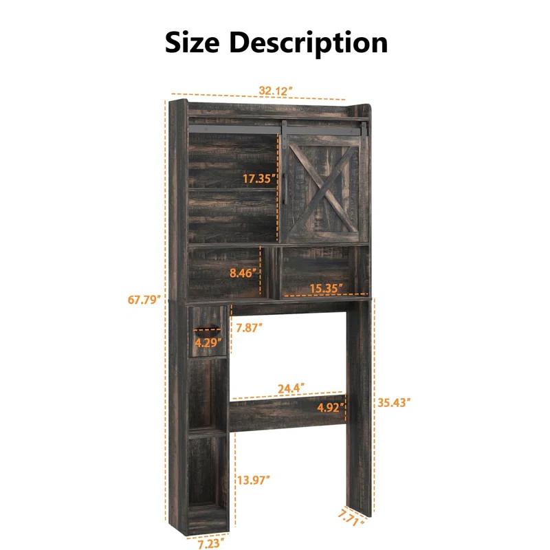 Gracie Oaks The Toilet Storage Cabinet, Farmhouse Storage Cabinet Over Toilet with 2 Barn Doors