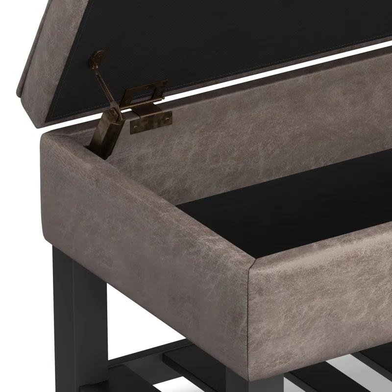 Simpli Home Cosmopolitan 44"W Transitional Tufted Storage Ottoman Bench with Lift Top