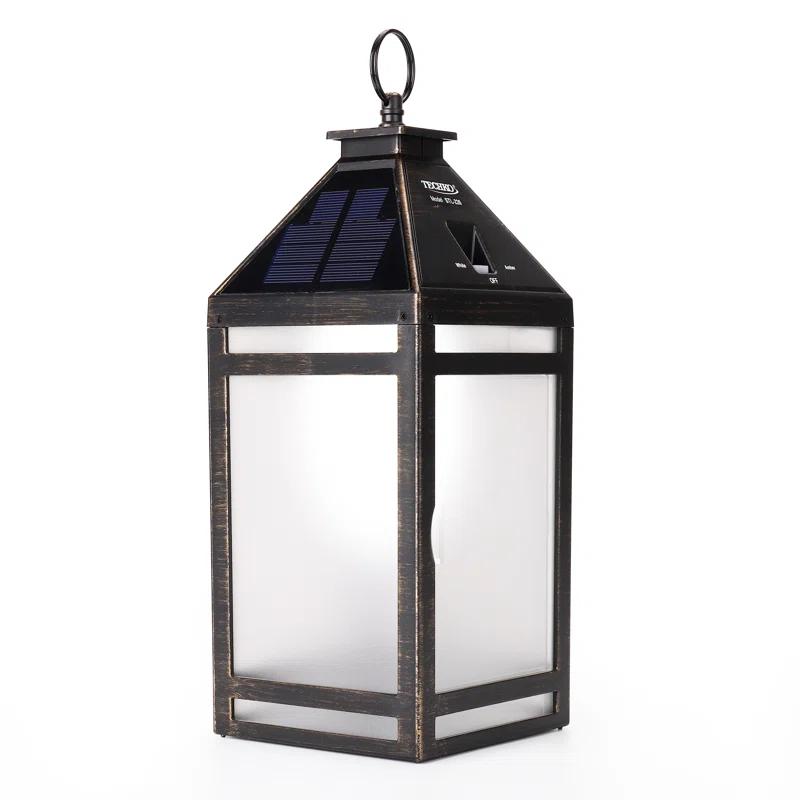 Techko 12.88 Outdoor Vintage Solar LED Lantern with Auto Dawn-to-Dusk Sensor