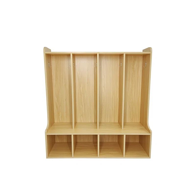 FixtureDisplays 4-Section Kids School Coat Locker 41" x 13" x 43" with Bench and Cubbies, Backpack