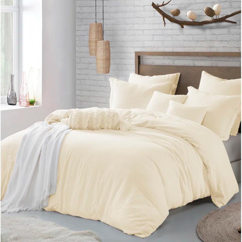 Swift Home Super Soft Crinkle Washed Microfiber Duvet Cover Set