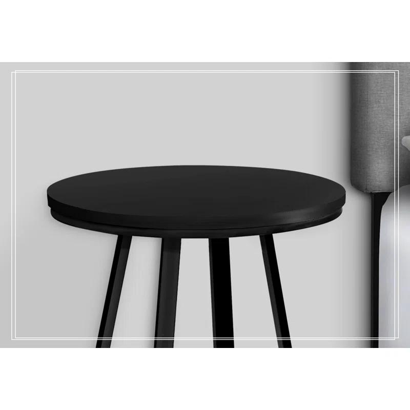 17 Stories Accent Table, Side, Round, End, Nightstand, Lamp, Living Room, Bedroom, Laminate, Black Metal, Contemporary, Modern