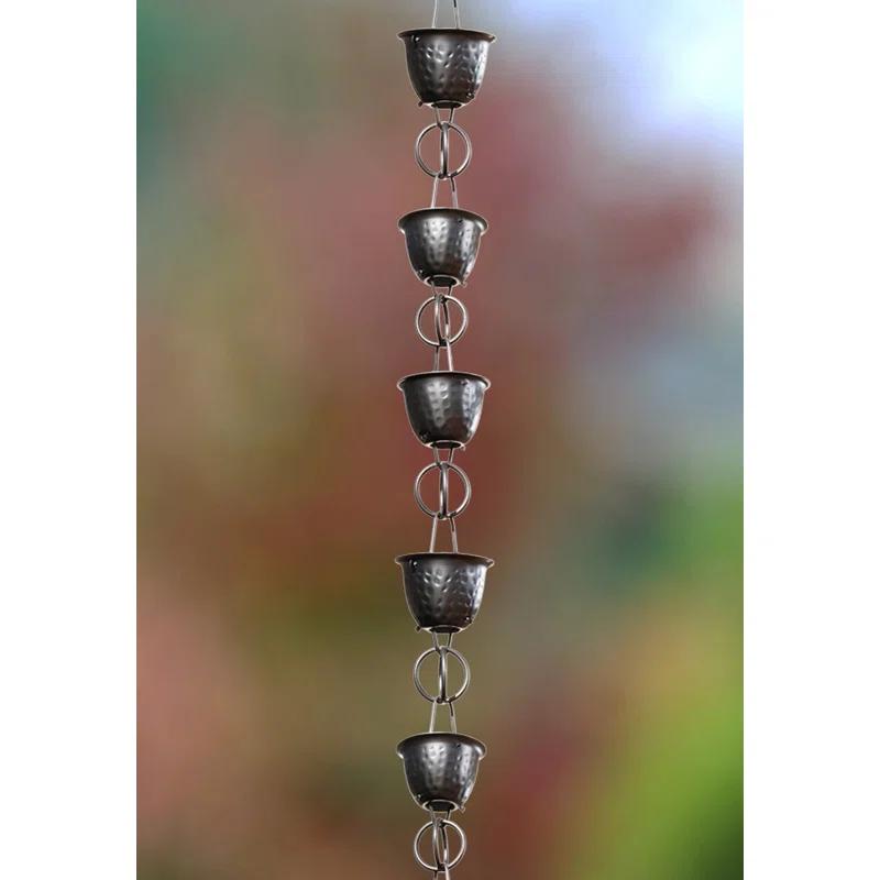 Monarch Rain Chains Aluminum Hammered Cup Rain Chain Replacement Downspout for Gutters