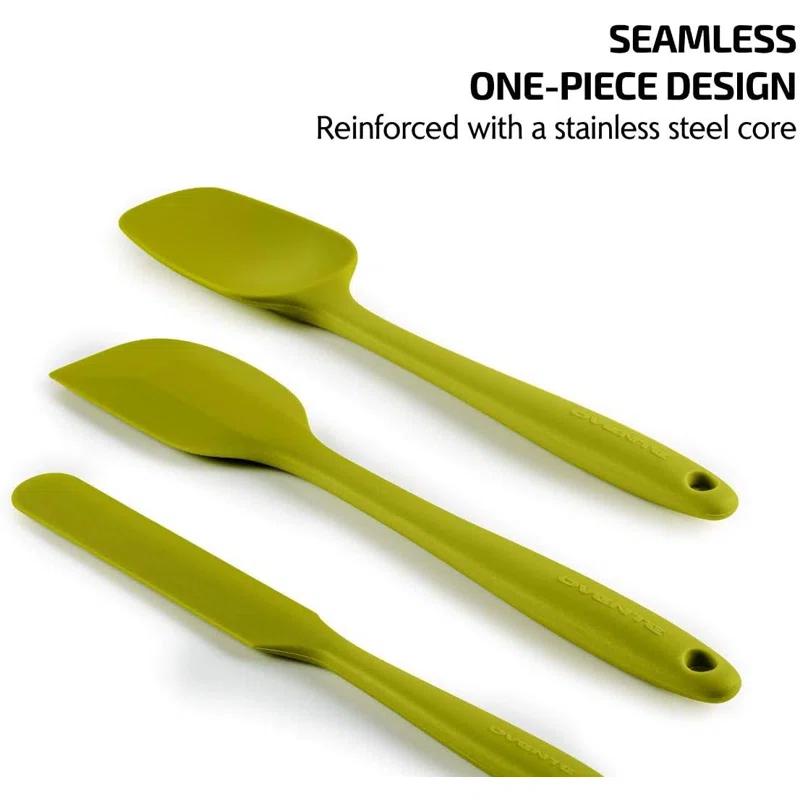 OVENTE Silicone Spatula , Food Grade Rubber Spatulas Heat Resistant w/ Stainless Steel Core & Seamless Design, Non Stick Rubber Spatula for Mixing, Baking & Cooking, 5 Pieces