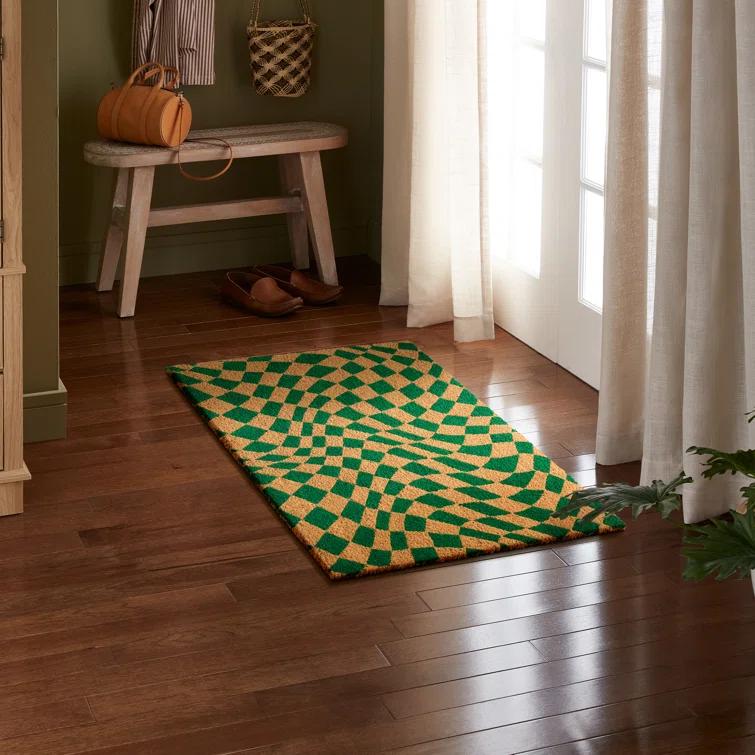 Town & Country Living TOWN & COUNTRY LIVING Emmett Groovy Checkerboard Non-Slip Indoor Outdoor Door Mat