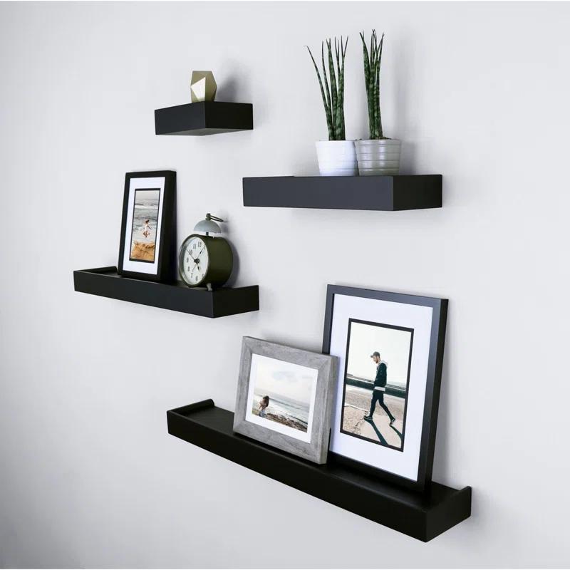 Textiles Hub Array 4 Piece Floating Wall Shelves Set