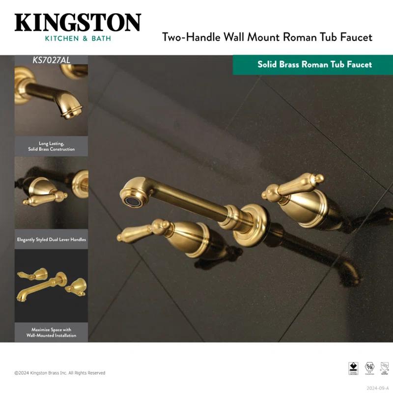 Kingston Brass English Country Two-Handle 3-Hole Wall Mount Roman Tub Faucet