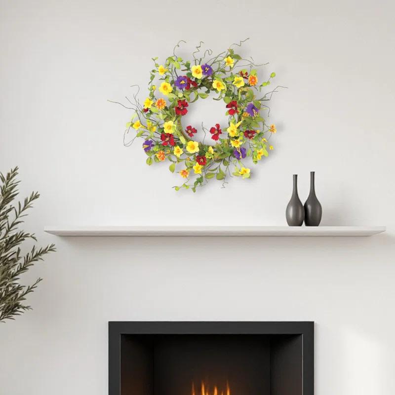 HomeRoots 20" Yellow Summer Mixed Assortment Artificial Wreath