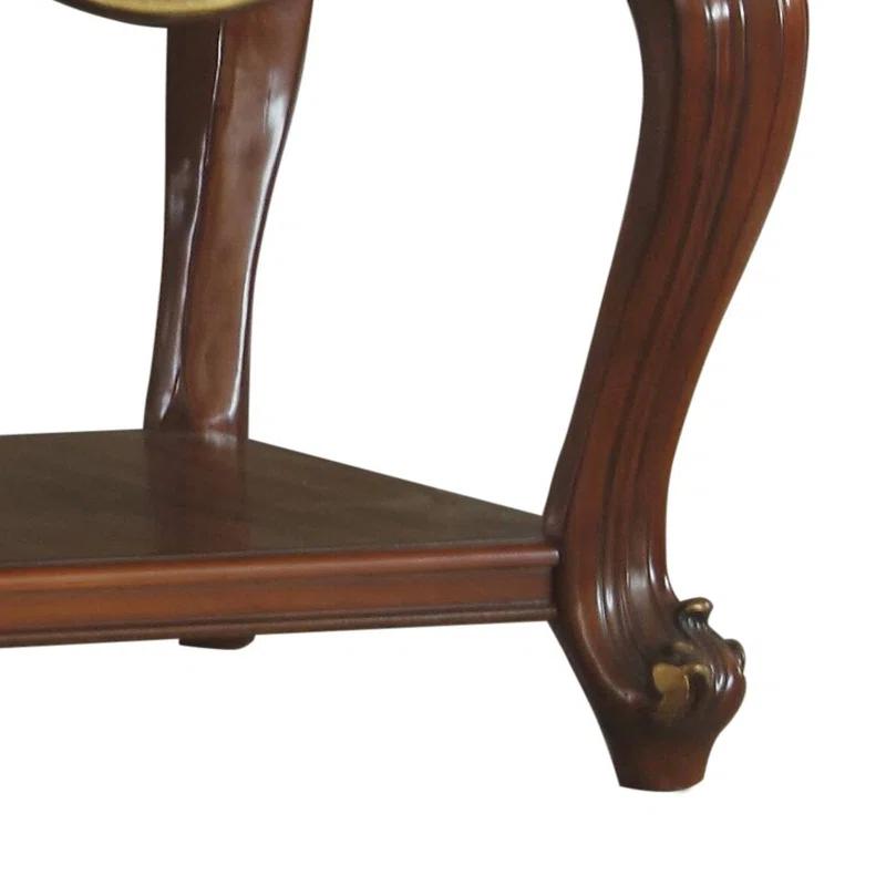A&J Homes Studio Solid Wood End Table with Bottom Shelf in Honey Oak