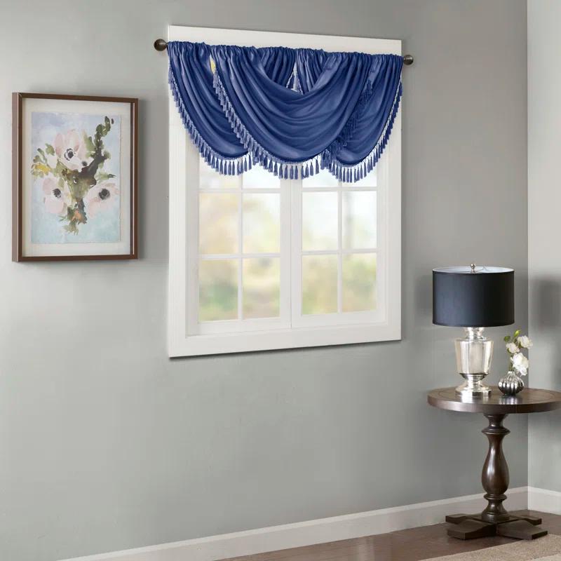 Madison Park Elena Faux Silk Waterfall Embellished 38'' W Window Valance