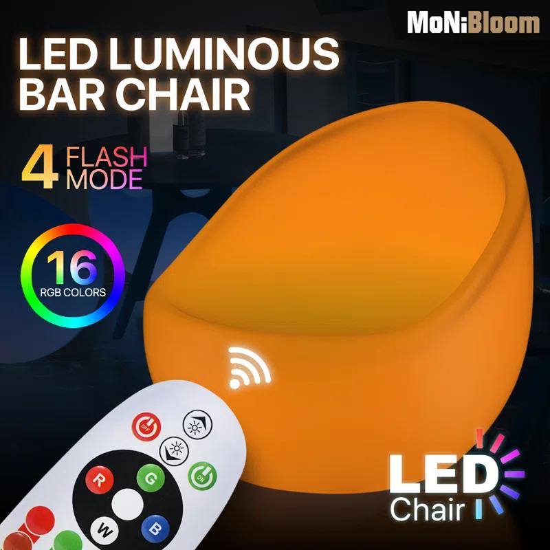 MoNiBloom Outdoor Egg Shape LED Light Up Chair Modern Lighting Seat Color Changing Bucket Chair with Remote