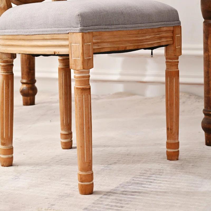 2PC French Country Dining Chairs with Round Back,Solid Wood Legs, Accent Side Chairs