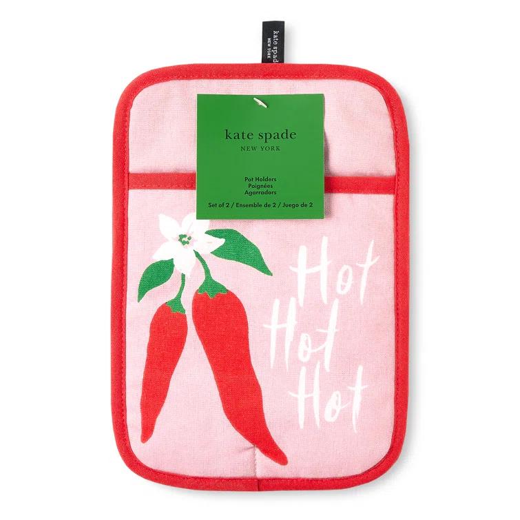 kate spade new york KATE SPADE NEW YORK Hot Hot Hot Peppers Pot Holder Set, 7"x10", Red (Set of 2)