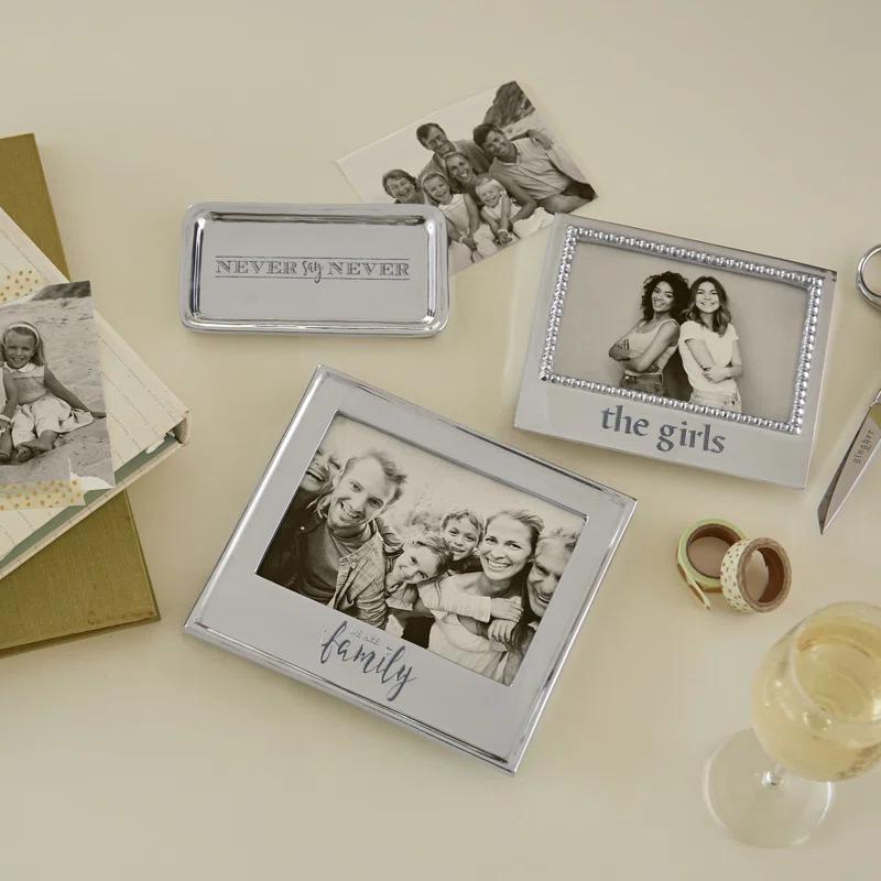 Mariposa Beaded Silver Metal Beaded Picture Frame