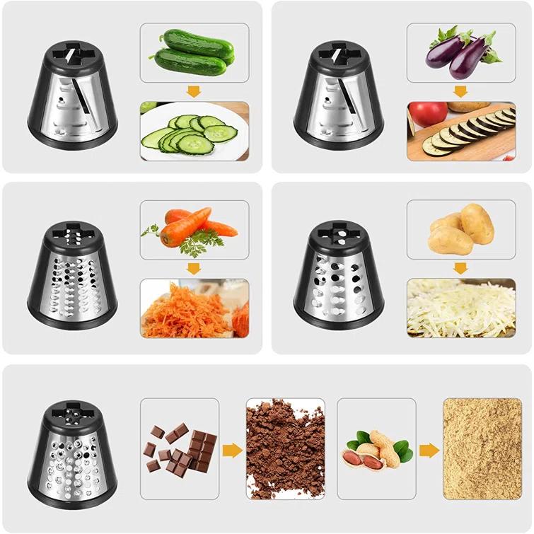 Himimi Electric Cheese Grater, Cutter, Slicer Shredder, 250W Salad Maker Shooter with 5 Free Attachments