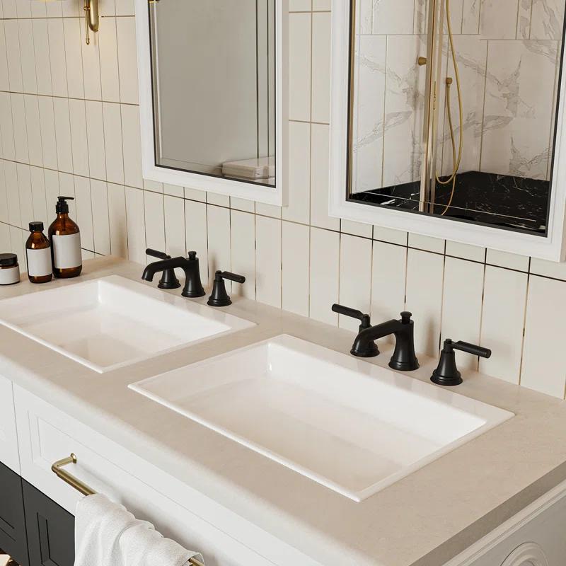VIBRANTBATH 16456-Black Widespread 2-handle Bathroom Faucet with Drain Assembly