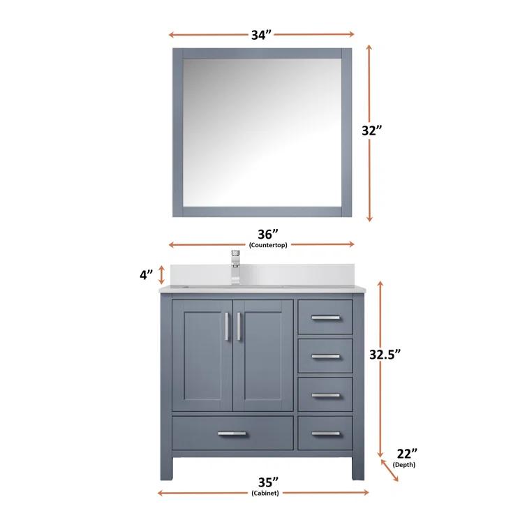 Lexora Jacques 36 in. W x 22 in. D Left Offset Bath Vanity and Top