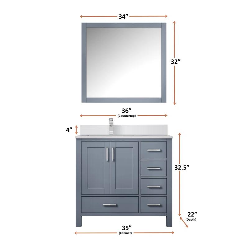 Lexora Jacques 36 in. W x 22 in. D Left Offset Bath Vanity and Top