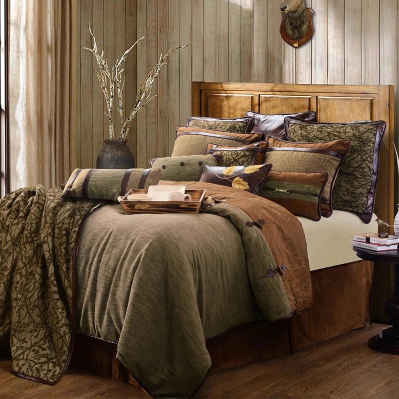 Paseo Road by HiEnd Accents Highland Lodge Olive/Brown Jacquard Rustic Cabin Lodge Comforter Set