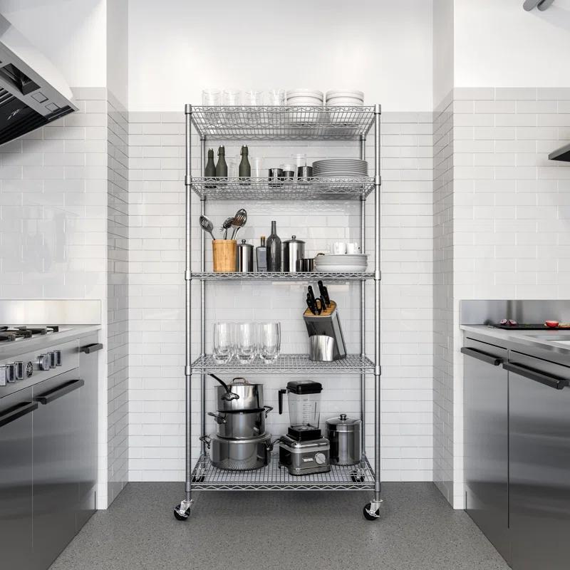 Seville Classics 36'' W 5-Tier NSF-Certified Steel Shelving with Wheels