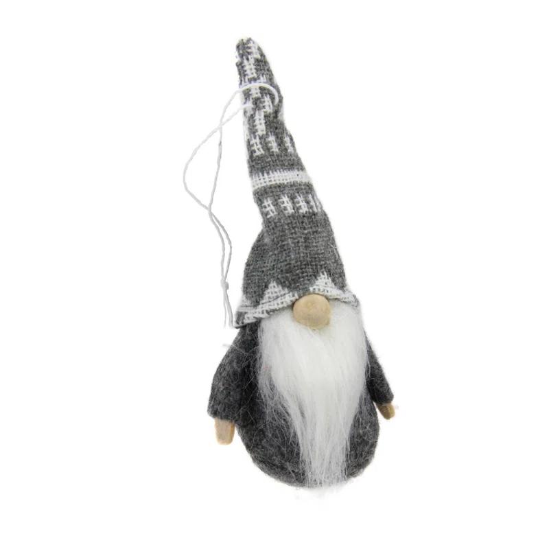 Northlight Seasonal Set of 2 Gray and Red Santa Gnome Hanging Christmas Ornaments 4" (Set of 2)