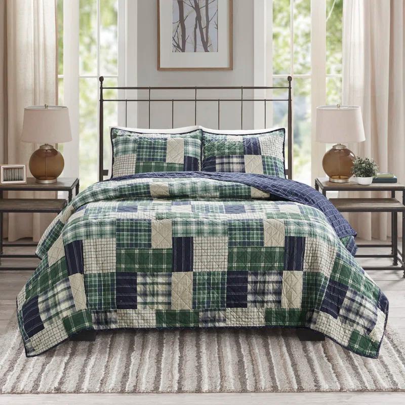 Madison Park Timber 3 Piece Reversible Printed Quilt Set